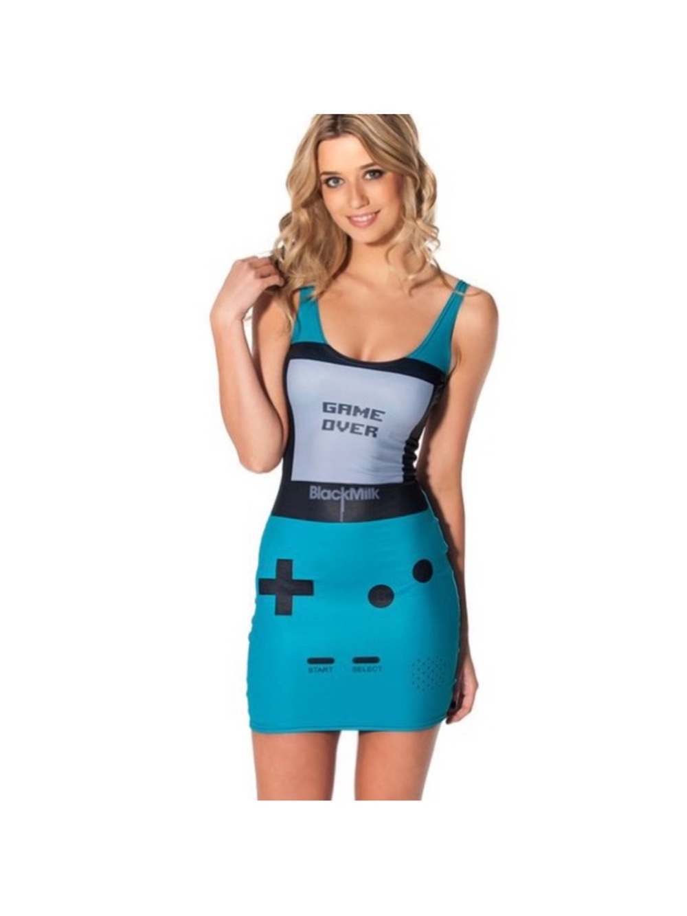 NWT BlackMilk Turquoise Gamer Gameboy Dress Blue Game Over